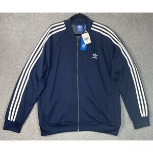 Vintage Adidas Original Superstar Track Jacket Mens 2XL Navy Blue AB9715 NWT